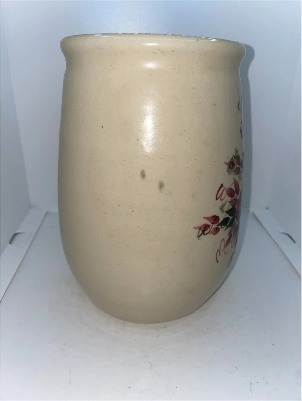 East Texas Pottery Floral Crock Vase Jar Hand Painted and Hand-Turned 6” Tall